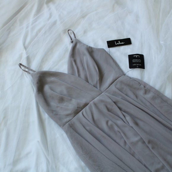 Nwt Lulus gray chiffon dress - Picture 4 of 6